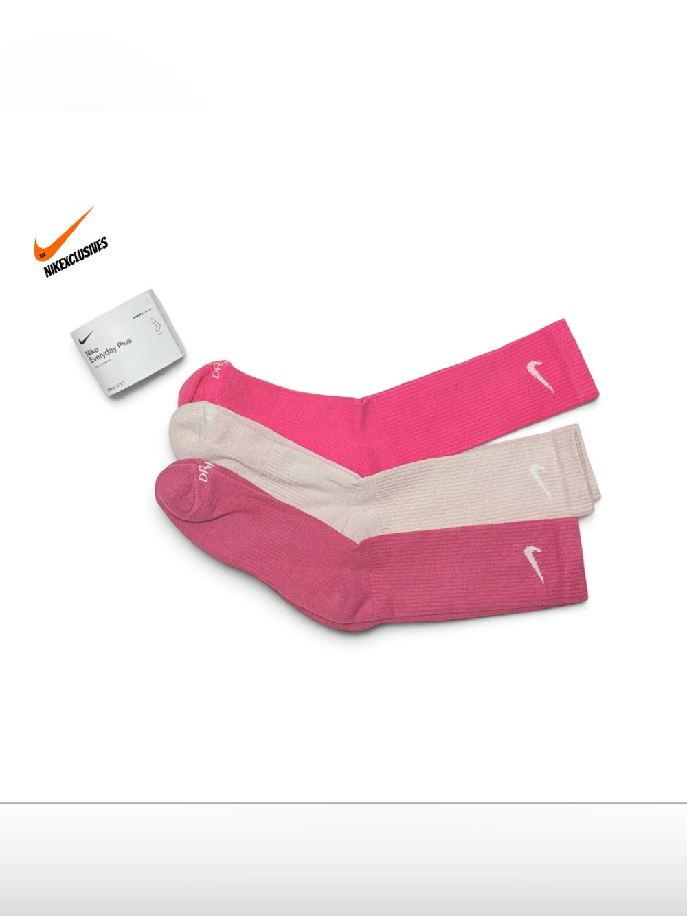 Nike drifit everyday plus Cushioned Crew Socks - Pink & Light Pink multicolor